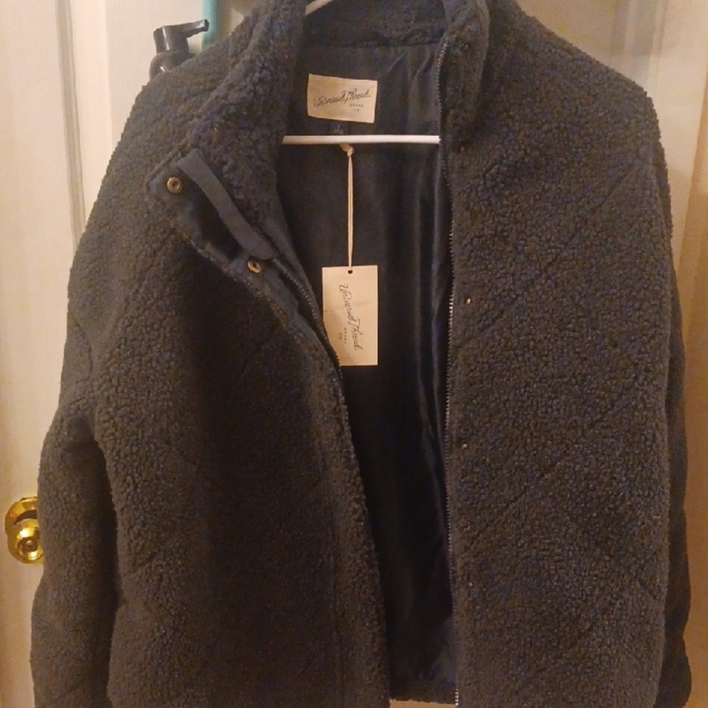 Universal Thread Charcoal Gray Sherpa Zip Jacket